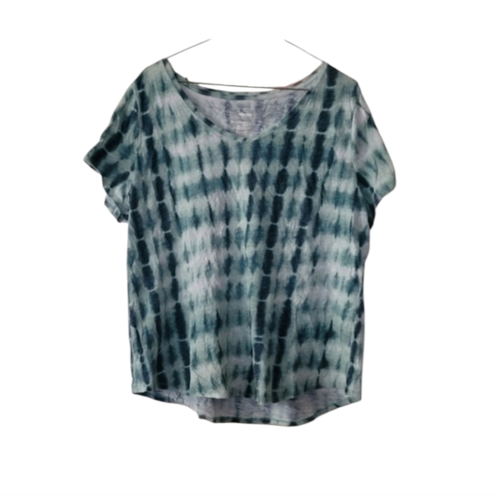 Sonoma Everyday Teal and Green Tie Dye High Low Lightweight Tee Style Size XL